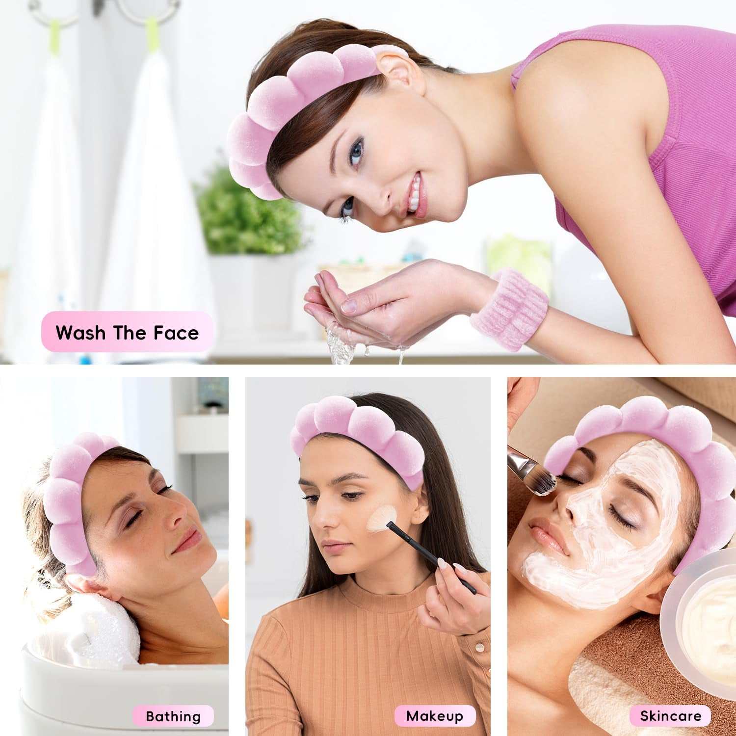 Headband Skincare and Wristband with Hair Clips- Gift set