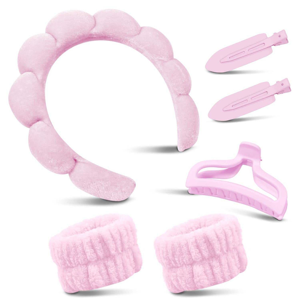 Headband Skincare and Wristband with Hair Clips- Gift set