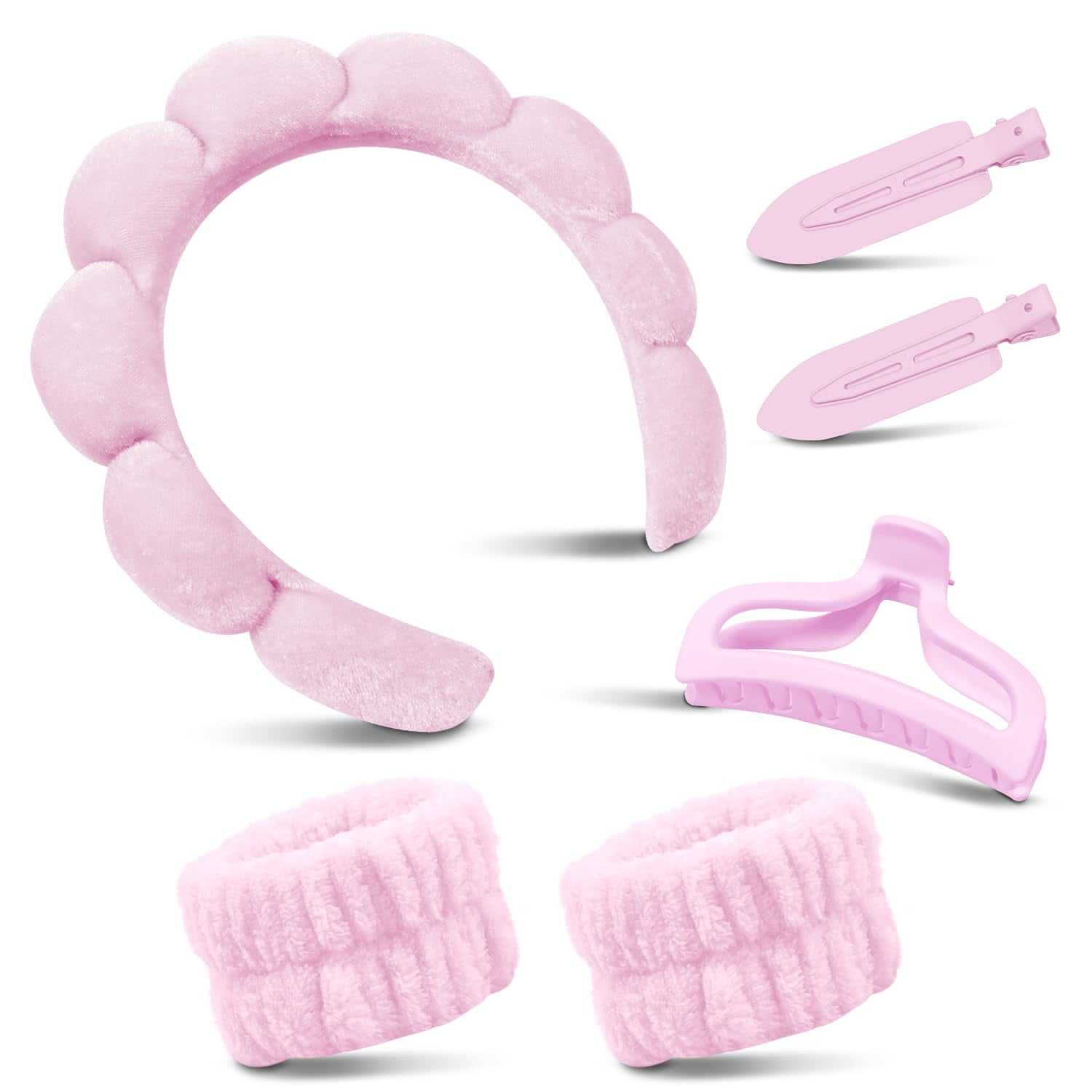 Headband Skincare and Wristband with Hair Clips- Gift set