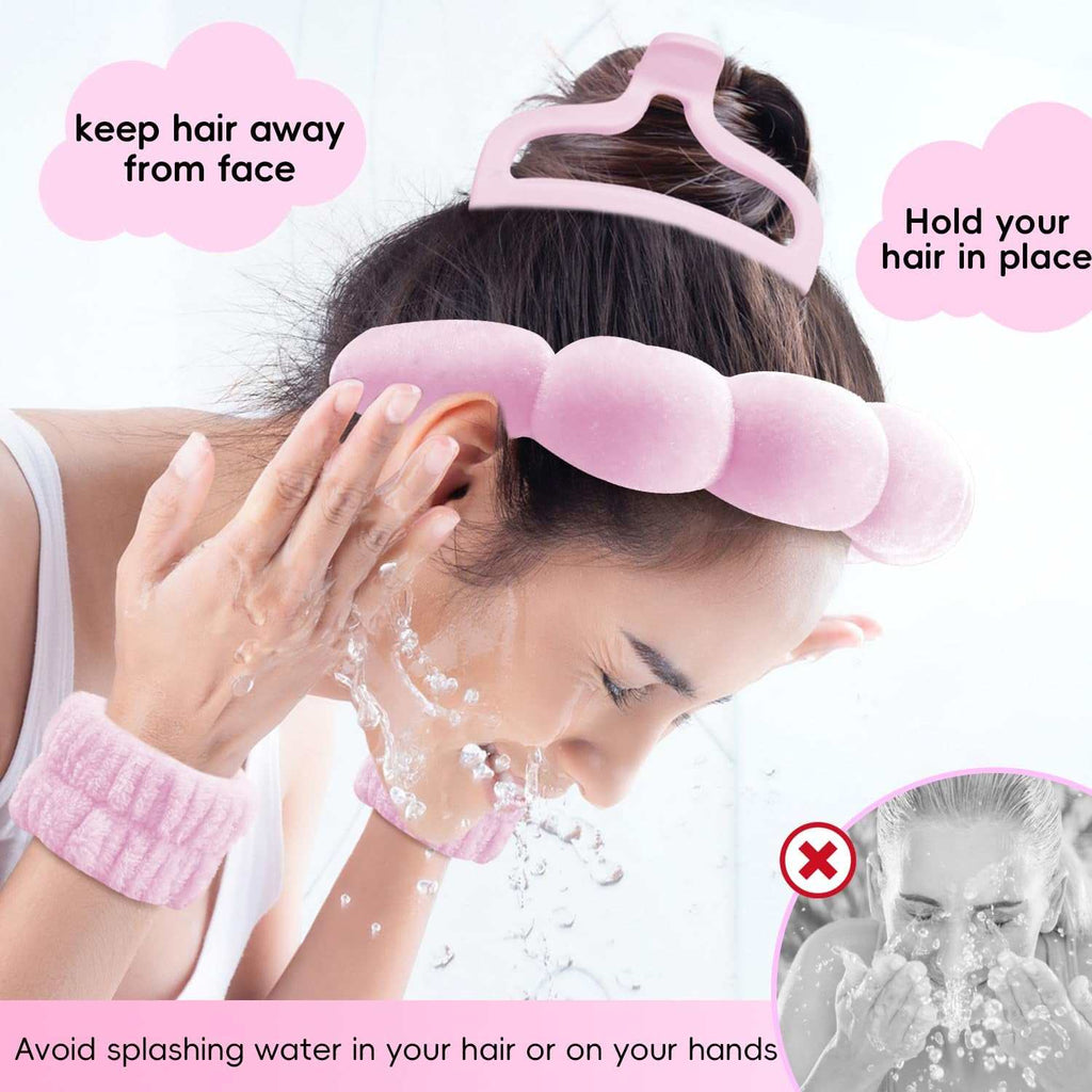 Headband Skincare and Wristband with Hair Clips- Gift set